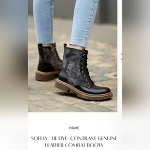 Soffia Tie Dye Contrast  Combat Moto Boots New Condition Size 39